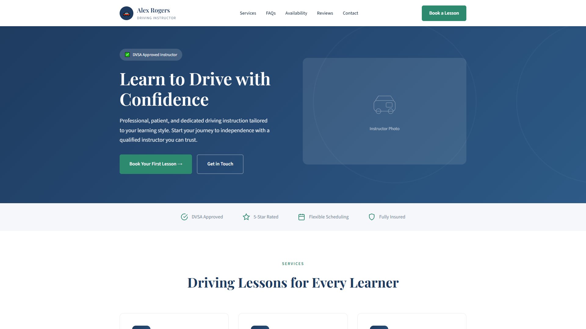 Alex Rogers Driving Instructor Website